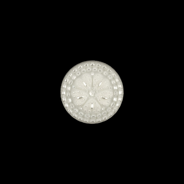 template--26688905969737__main-Italian White and Silver Tint Floral Textured Shank Back Button - 20L/12.5mm