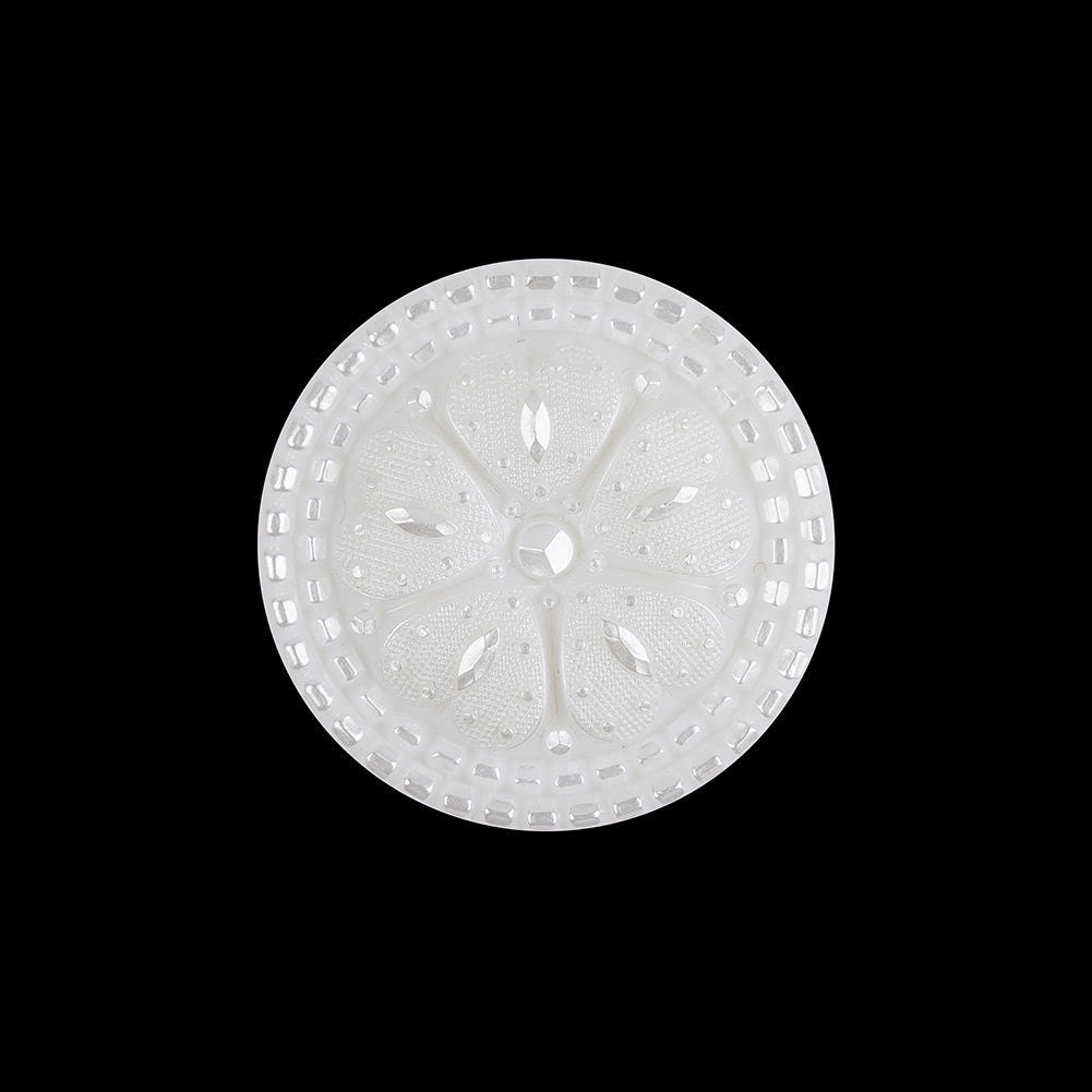 Italian White and Silver Tint Textured Shank Back Button - 36L/23mm