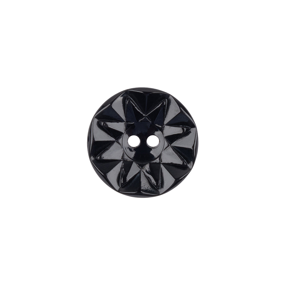 Black Radial Designed 2-Hole Plastic Saucer Button - 24L/15mm