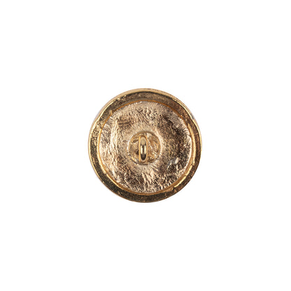 Shiny Gold Abstract Textured Shank Back Metal Button with Radial Rim - 24L/15mm Detail