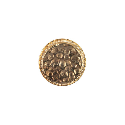 Shiny Gold Abstract Textured Shank Back Metal Button with Radial Rim - 24L/15mm