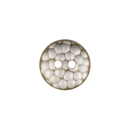 Italian Silver Brass Geometric 2-Hole Metal Saucer Button - 24L/15mm