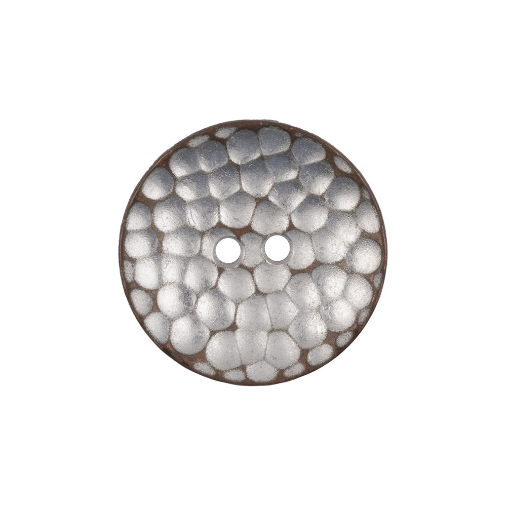 Italian Silver Iron Geometric 2-Hole Metal Saucer Button - 36L/23mm