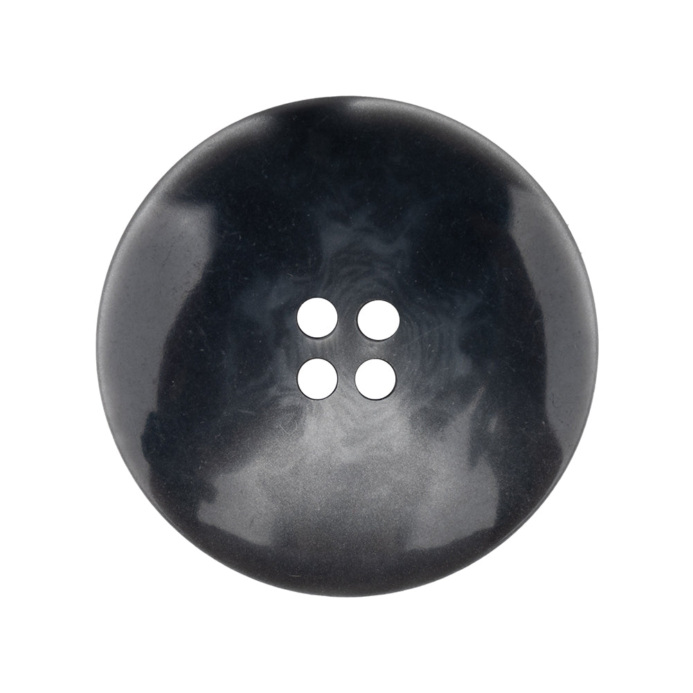 Matte Dove Gray and Shiny Midnight Narrow Rimmed 4-Hole Plastic Button - 44L/28mm Detail