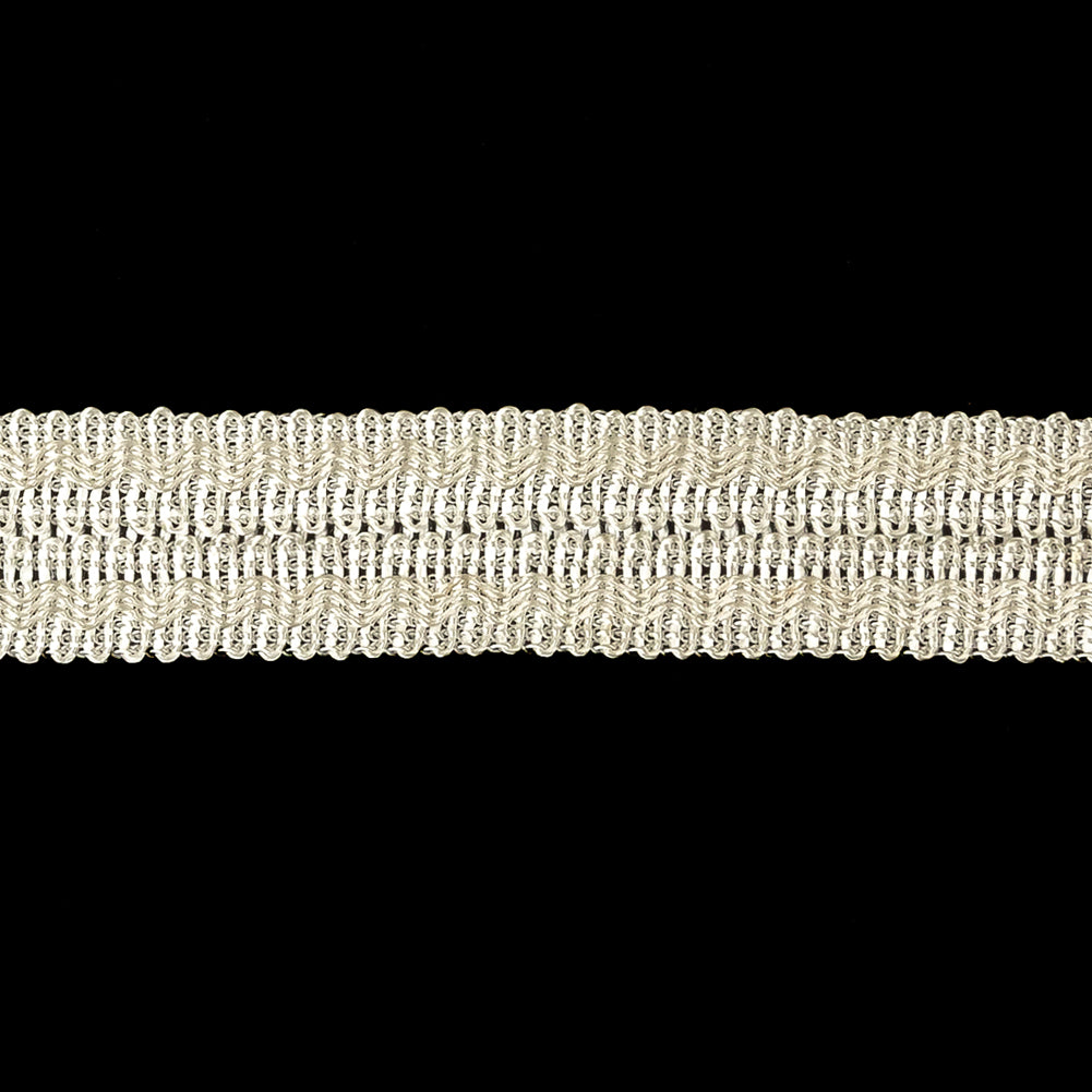 Luminous White Asparagus Zig Zags Braided Foldover Trim - 0.75" Detail