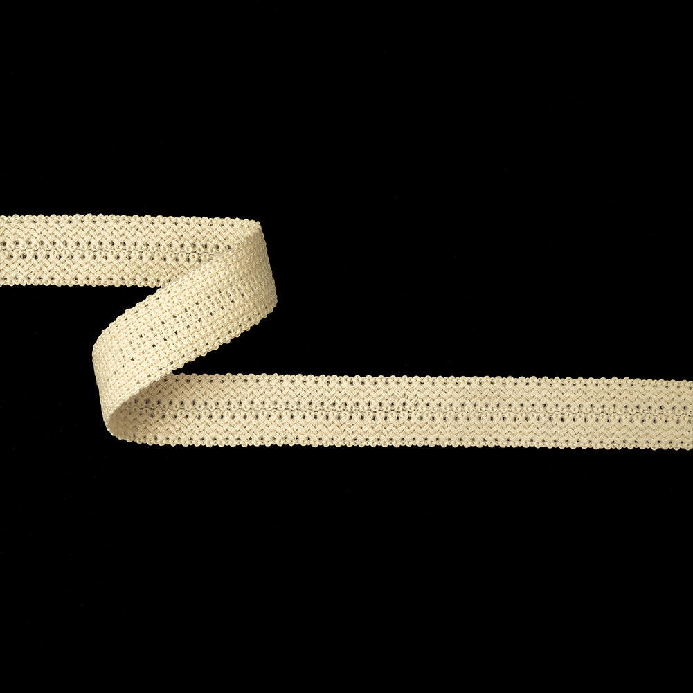 Bleached Sand Wool Foldover Braided Trim - 0.875"