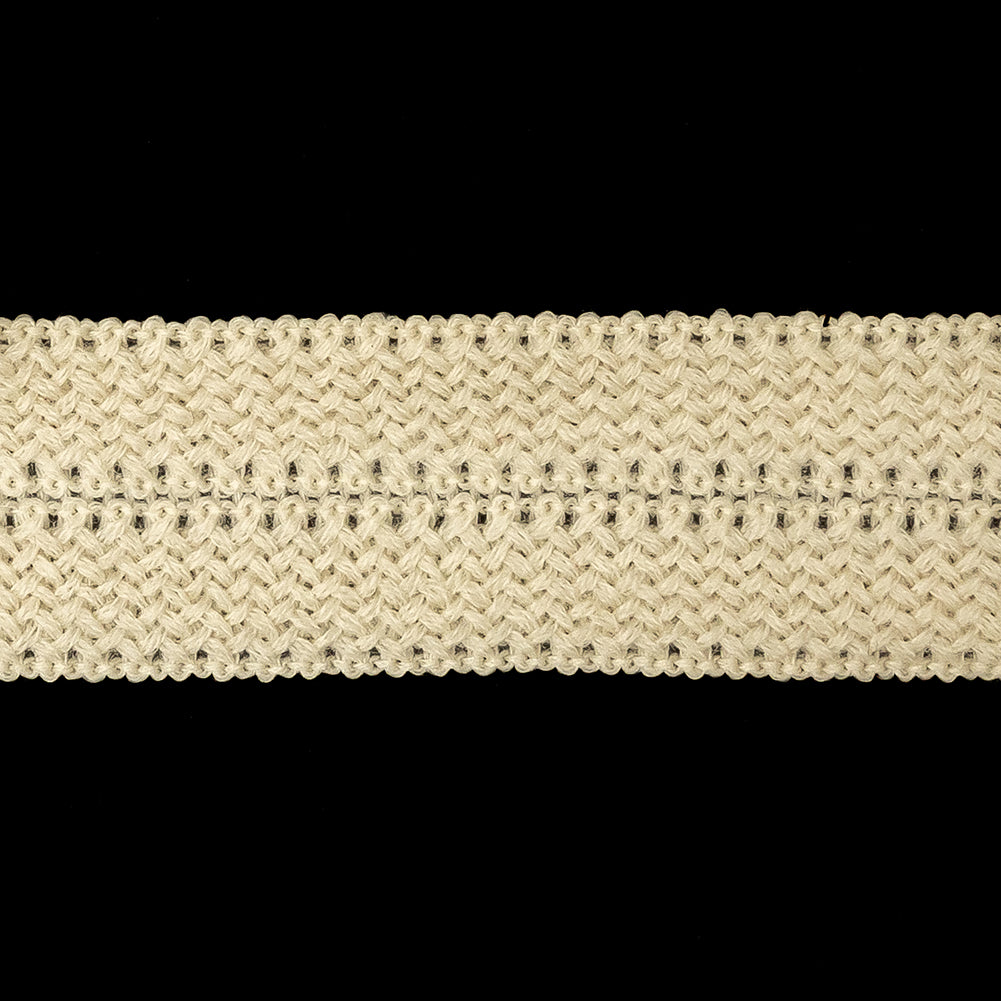 Bleached Sand Wool Foldover Braided Trim - 1.125" Detail