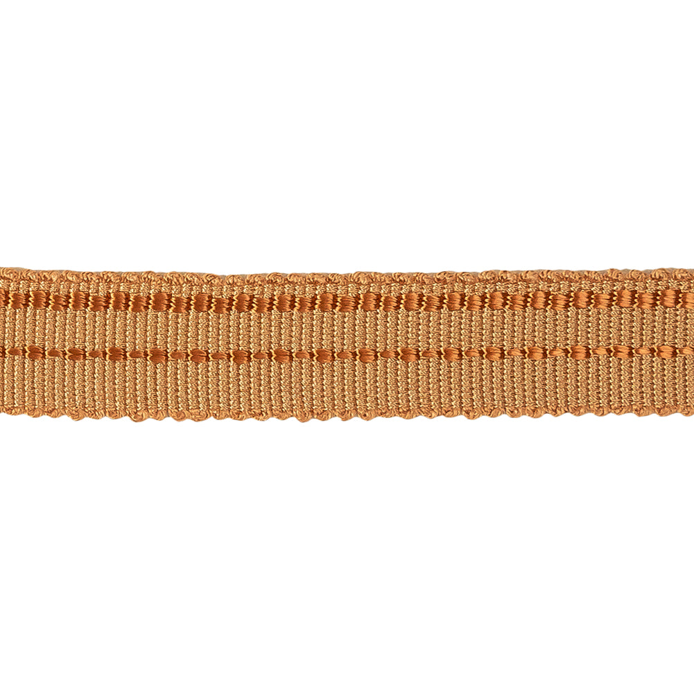 Orange Petersham Grosgrain with Stitched Stripes - 0.625" Detail