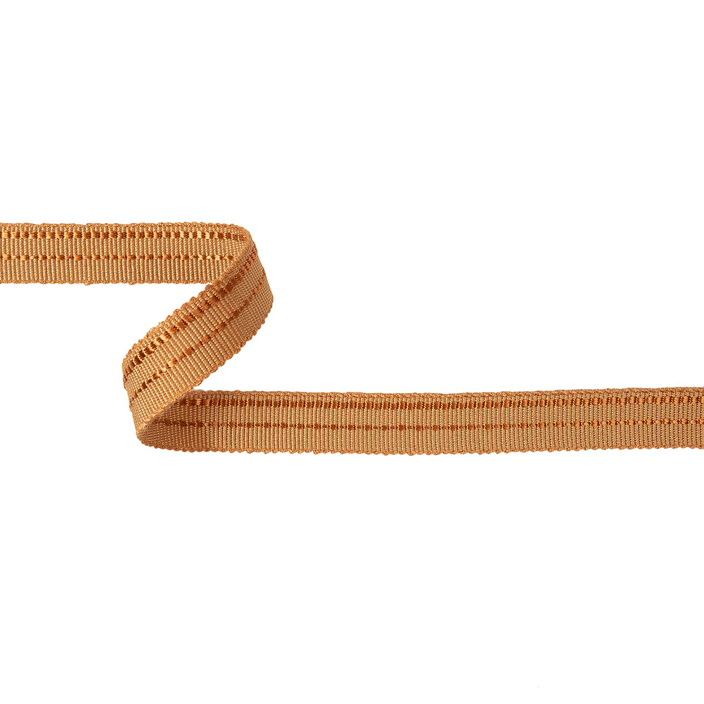Orange Petersham Grosgrain with Stitched Stripes - 0.625"