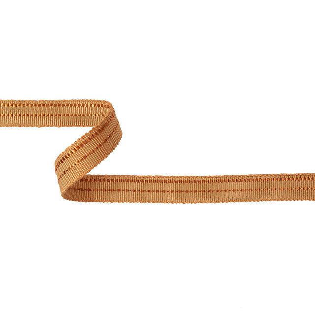 Orange Petersham Grosgrain with Stitched Stripes - 0.625"