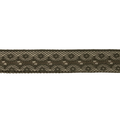 Dark Olive Scallops and Circles Lace Trim - 0.75" Detail