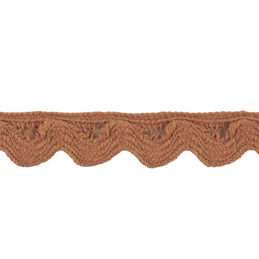 Cocoa Brown Cotton Ric Rac Trim with Straight Border - 0.5" Detail