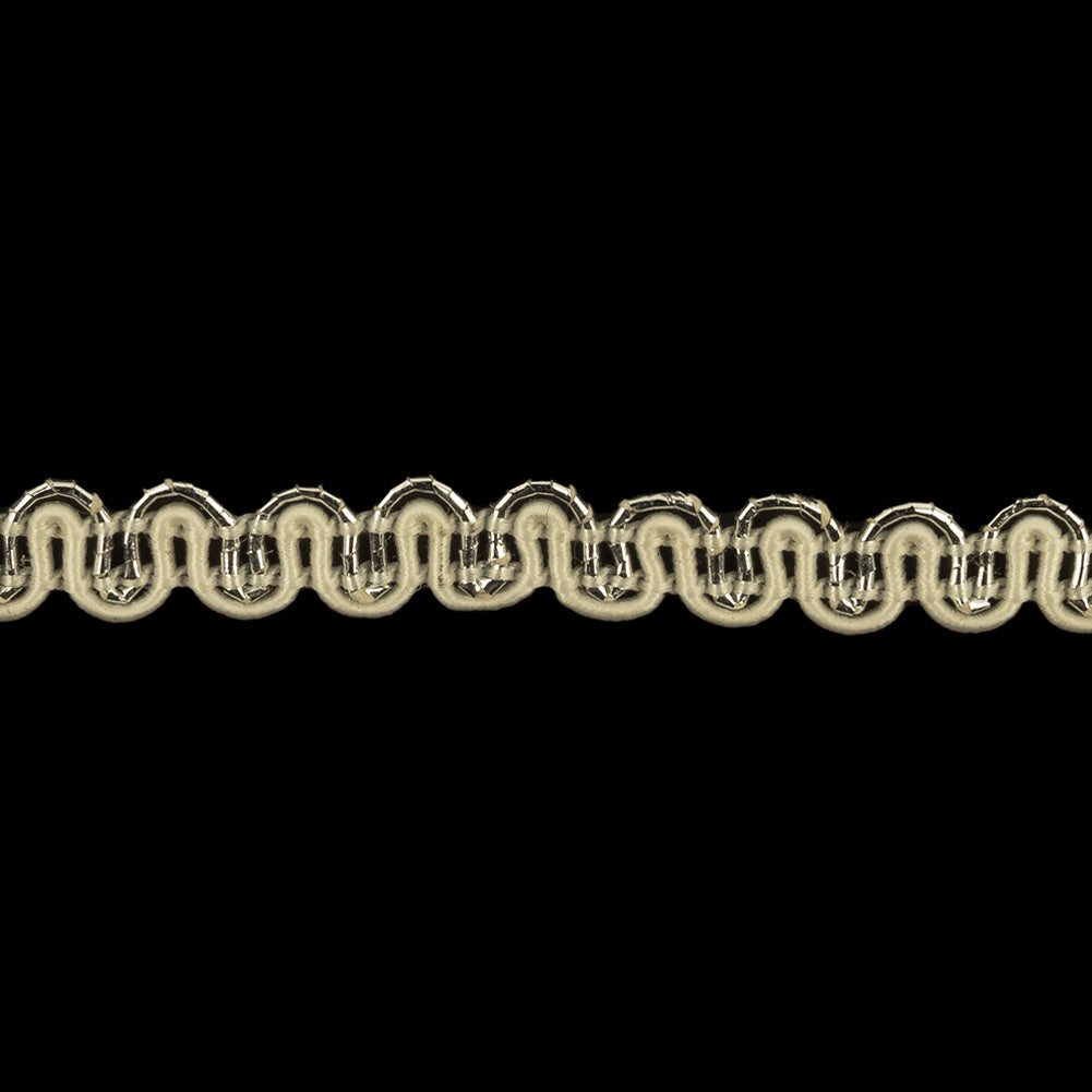 Icicle and Metallic Silver Waves Gimp Braided Trim - 0.25" Detail