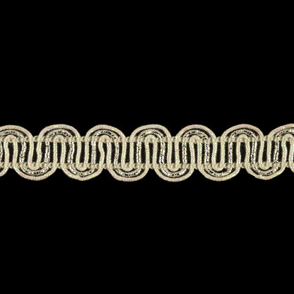 Iridescent Sugar Swizzle and Metallic Silver Waves Gimp Braided Trim - 0.375" Detail