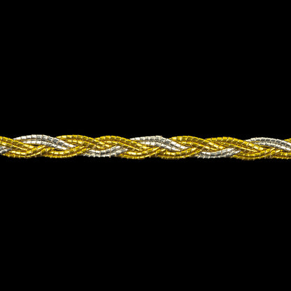 Metallic Silver and Gold Braided Trim - 0.1875" Detail