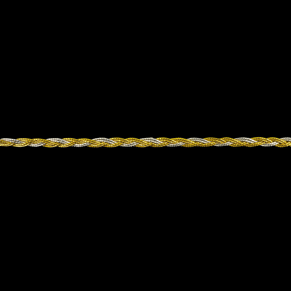 Metallic Silver and Gold Braided Trim - 0.1875"