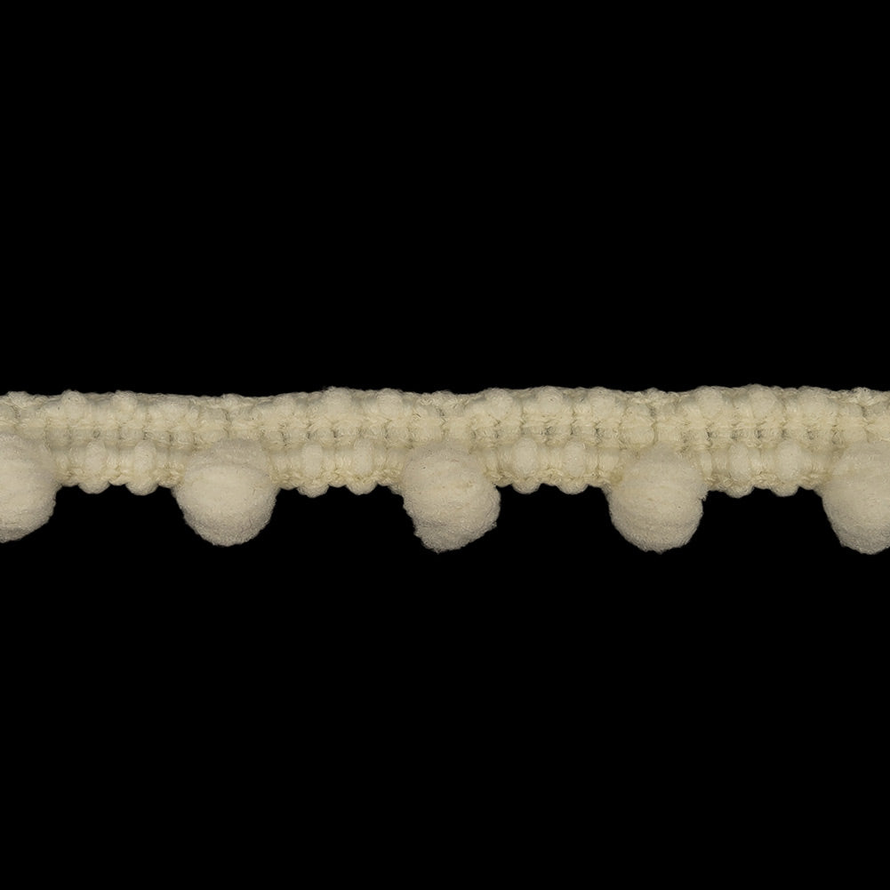 White Asparagus Puffy Bobbles Stretch Trim - 0.375" Detail