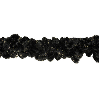 Black and Metallic Gold Chunky Chenille Looped Fringe - 2.25"