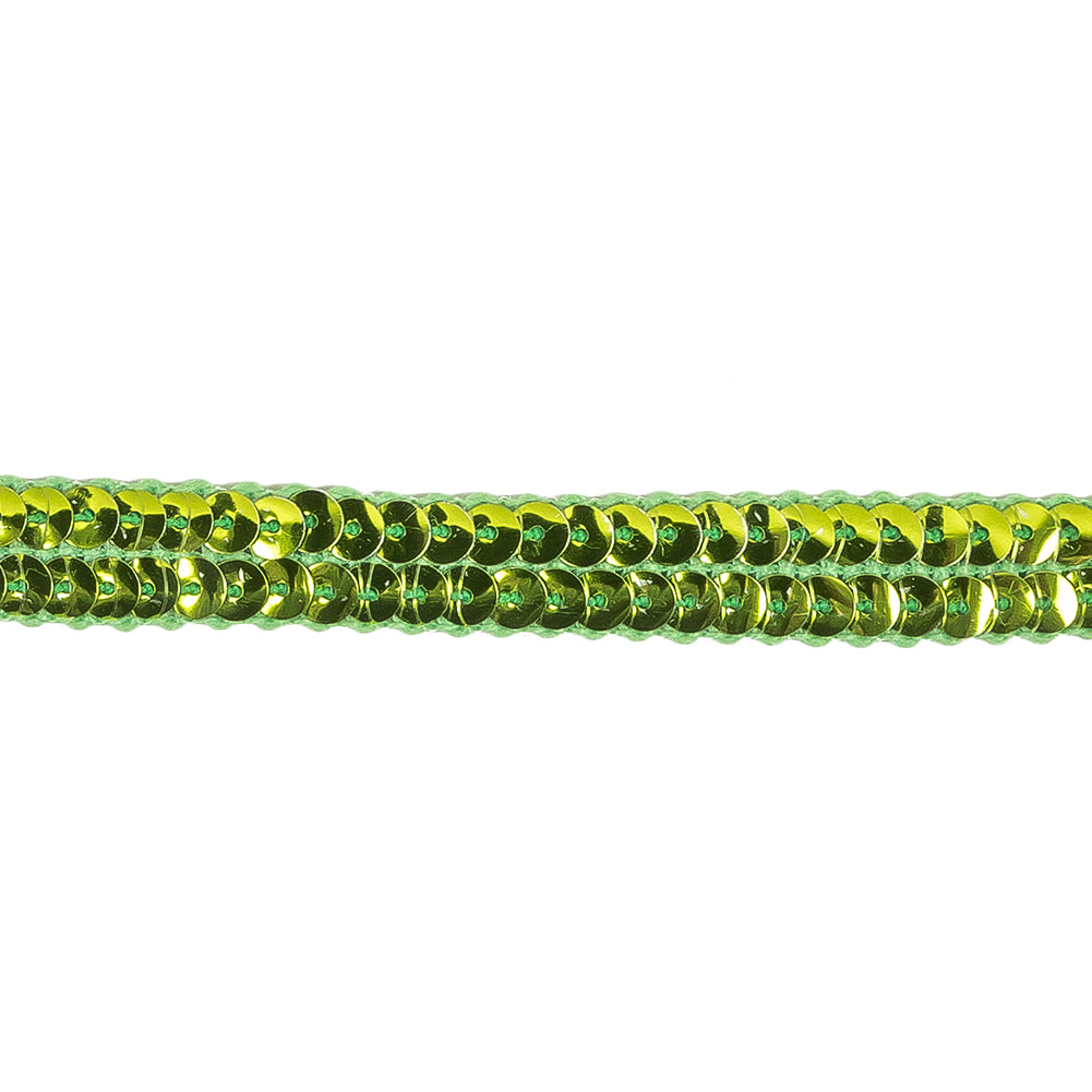 Metallic Lime Two Row Sequins Trim - 0.5" Detail