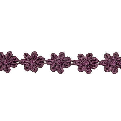 Plum Floral Venise Lace Trim - 0.625" Detail