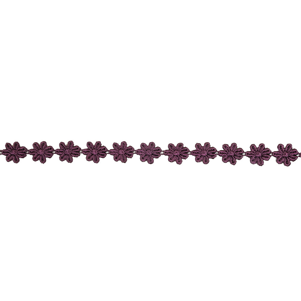 Plum Floral Venise Lace Trim - 0.625"