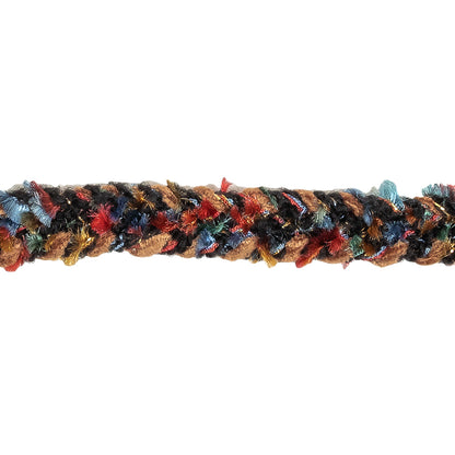 Tan, Black and Multicolor Chenille Braided Trim - 0.625" Detail