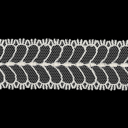 Bright White Leafy Embroidered Lace Trim - 1.25" Detail