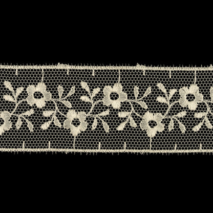 Cloud Dancer Floral Embroidered Lace Trim - 1.25" Detail