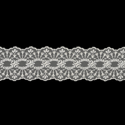 White Luminous Floral Embroidered Lace Trim - 2.375"