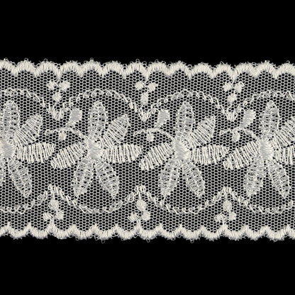 Luminous White Big Flowers Embroidered Lace Trim - 2" Detail