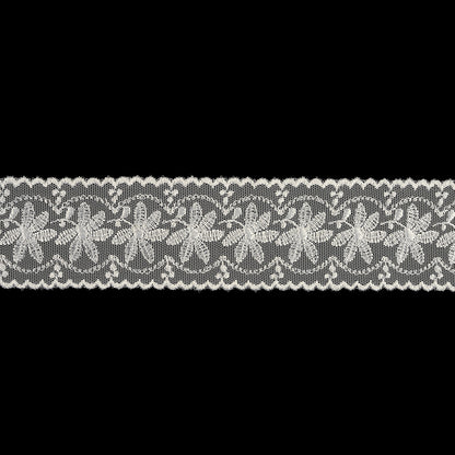 Luminous White Big Flowers Embroidered Lace Trim - 2"