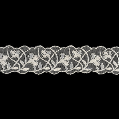Luminous White Wildflower Buds Embroidered Lace Trim - 2.125"