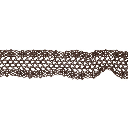 Brown Ruffled Stretch Cotton Blend Lace Trim - 0.875" Detail
