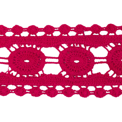 Magenta Circles Cotton Blend Crochet Lace Trim - 2" Detail