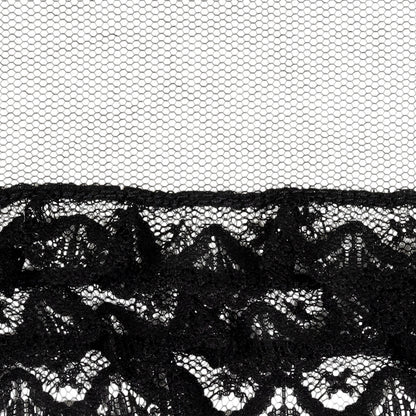 Black Shell Scalloped Three-Tier Ruffled Lace Trim - 4" Detail