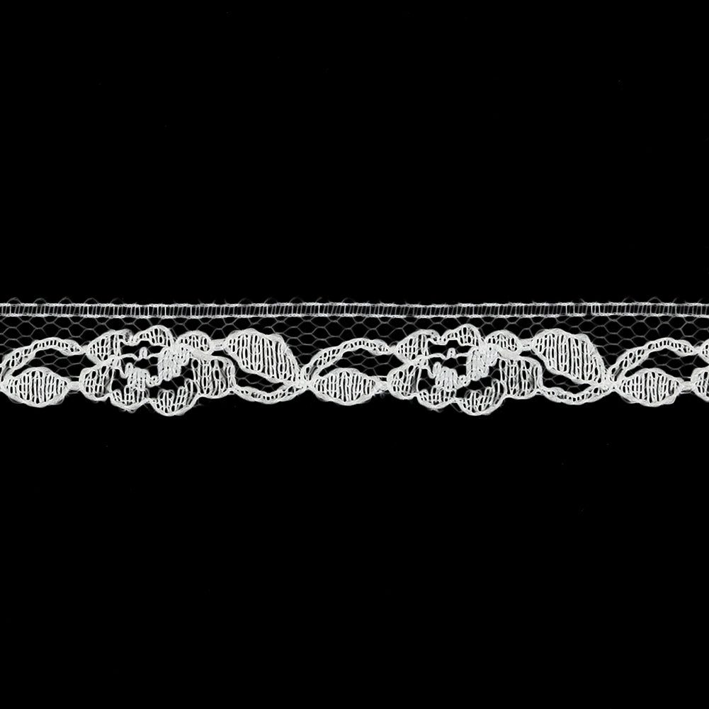White Floral Re-Embroidered Lace Trim - 0.5" Detail