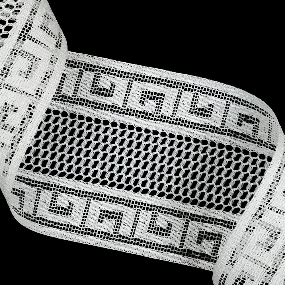 White Greek Key Borders Filet Lace Trim - 2.5" Detail