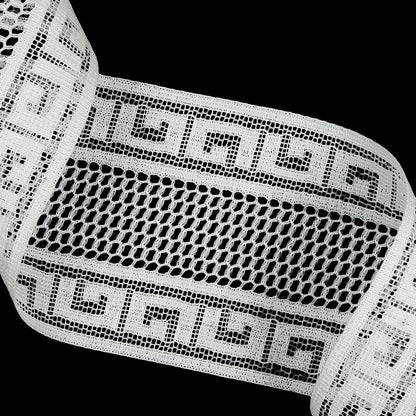 White Greek Key Borders Filet Lace Trim - 2.5" Detail