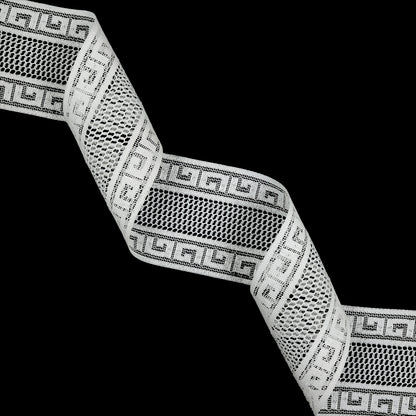 White Greek Key Borders Filet Lace Trim - 2.5"