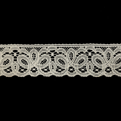 White Leaf-Like Loops Corded Lace Trim - 3.25"