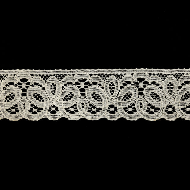 White Leaf-Like Loops Corded Lace Trim - 3.25"