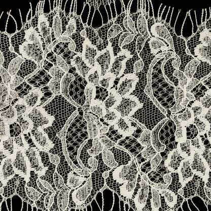 White Water Lilies Re-Embroidered Lace Trim with Eyelash Fringe - 4.75" Detail