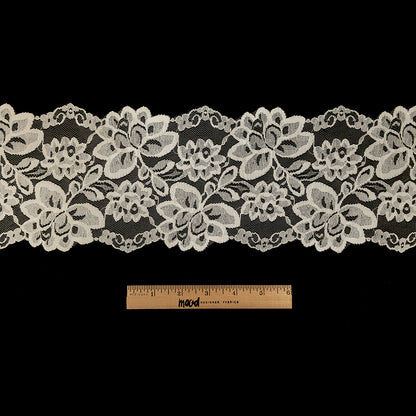 White Floral Lace Trim with Finished Edges - 5.5" Full