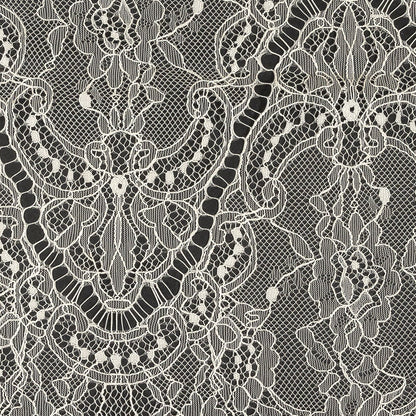 White Alyssum Floral and Paisley Chantilly Lace Trim - 12" x 3yd Detail