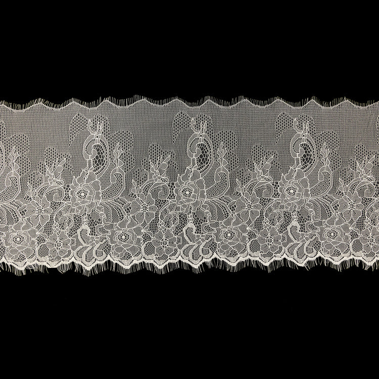 template--25130090922057__main-Blanc de Blanc Floral Chantilly Lace Trim with Eyelash Fringe - 10" x 3yd