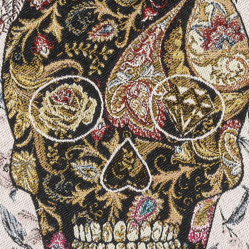 French Blanc Skull in Love Oversized Square Patch - 18.875" Detail