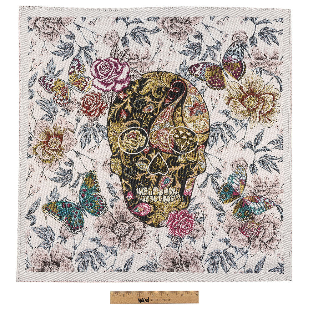 French Blanc Skull in Love Oversized Square Patch - 18.875" Full