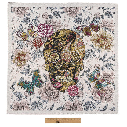 French Blanc Skull in Love Oversized Square Patch - 18.875" Full