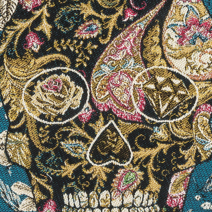 French Bleu Skull in Love Oversized Square Patch - 18.875" Detail