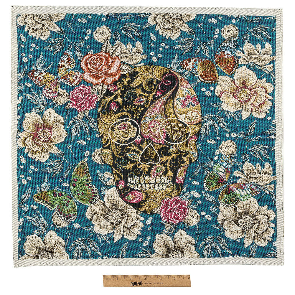 French Bleu Skull in Love Oversized Square Patch - 18.875" Full